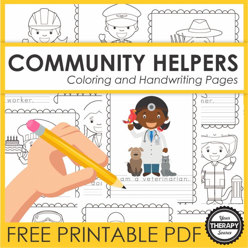 COMMUNITY HELPER COLORING PAGES - Your Therapy Source - Worksheets Library