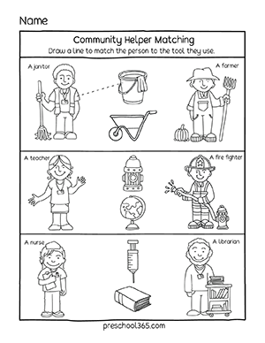 Preschool Activity Sheets on Community Helpers