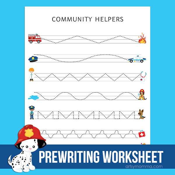 Community Helpers Worksheet - Preschool Line Tracing Activity