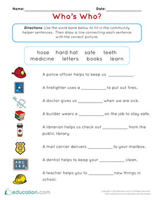Community Helpers: Whos Who? | Worksheet 