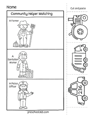 Preschool Activity Sheets on Community Helpers