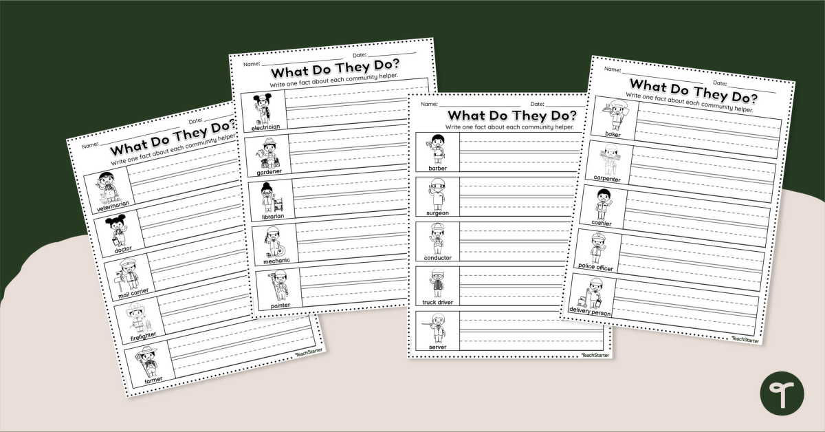 What Do They Do? Community Helpers Worksheet Pack | Teach Starter