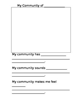 My Community Worksheet (grade k/1)