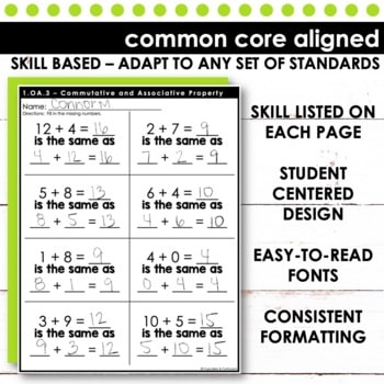Associative and Commutative Property Worksheets First Grade Math 1.OA.3 •  Cupcakes &  Curriculum