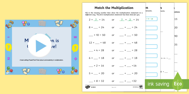 commutative property multiplication worksheet