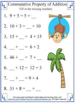 commutative property of addition worksheet first grade