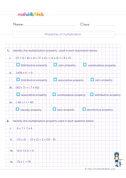 commutative property of multiplication worksheet 3rd grade