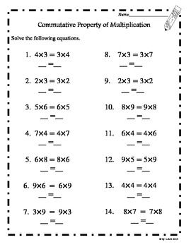 commutative property of multiplication worksheet grade 4