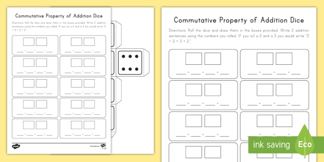 commutative property worksheet for 2nd grade