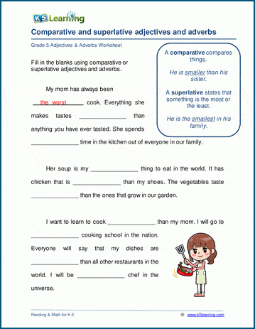 Comparative and superlative adjectives and adverbs worksheets | Worsheets library...