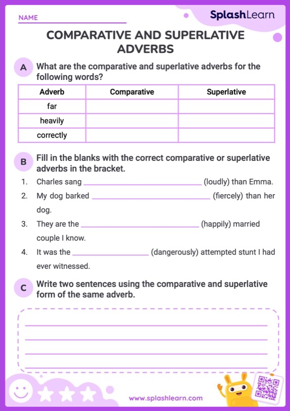 Find the Comparative or Superlative Adverbs - ELA Worksheets ...