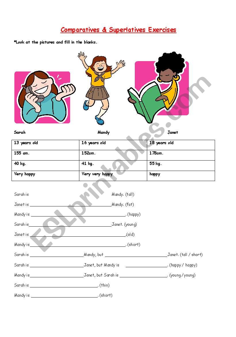 comparatives and superlatives worksheet