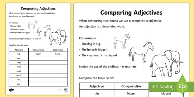 comparatives and superlatives worksheet