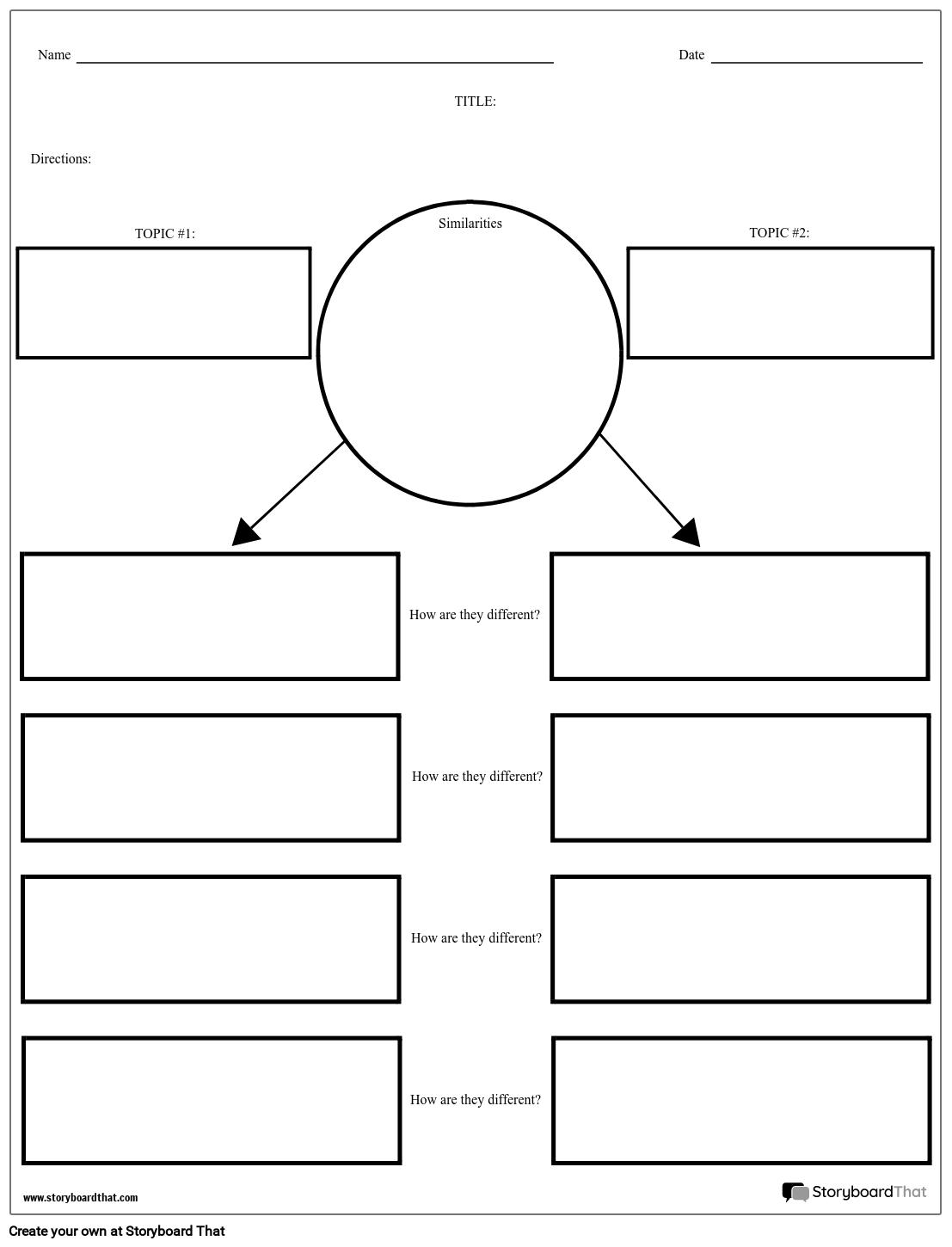 compare and contrast free worksheet
