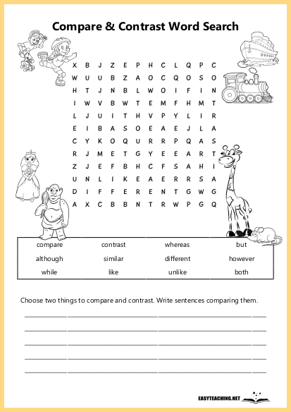 compare and contrast worksheet 3rd grade free