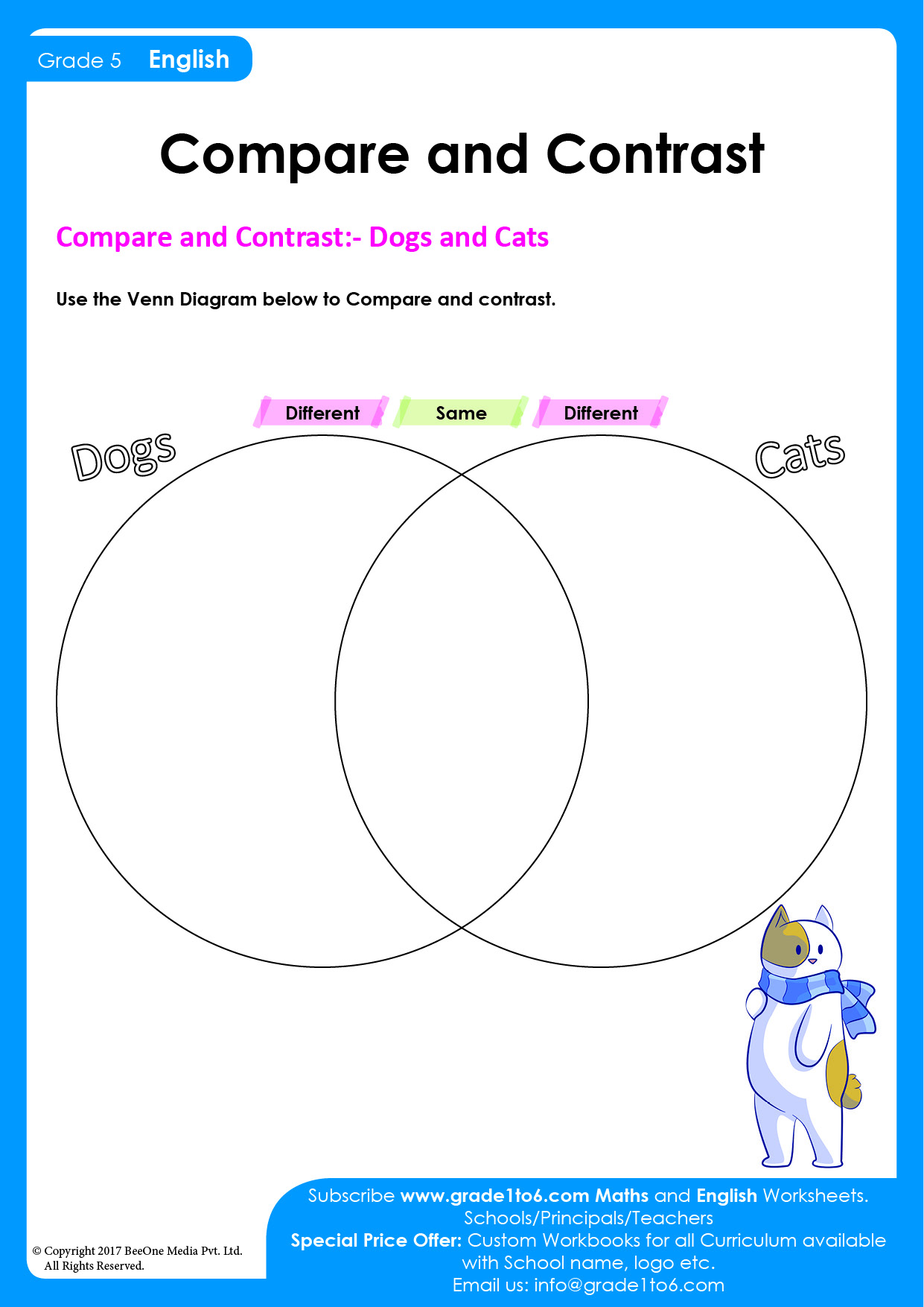 Compare and Contrast Worksheet | Grade1to6.com