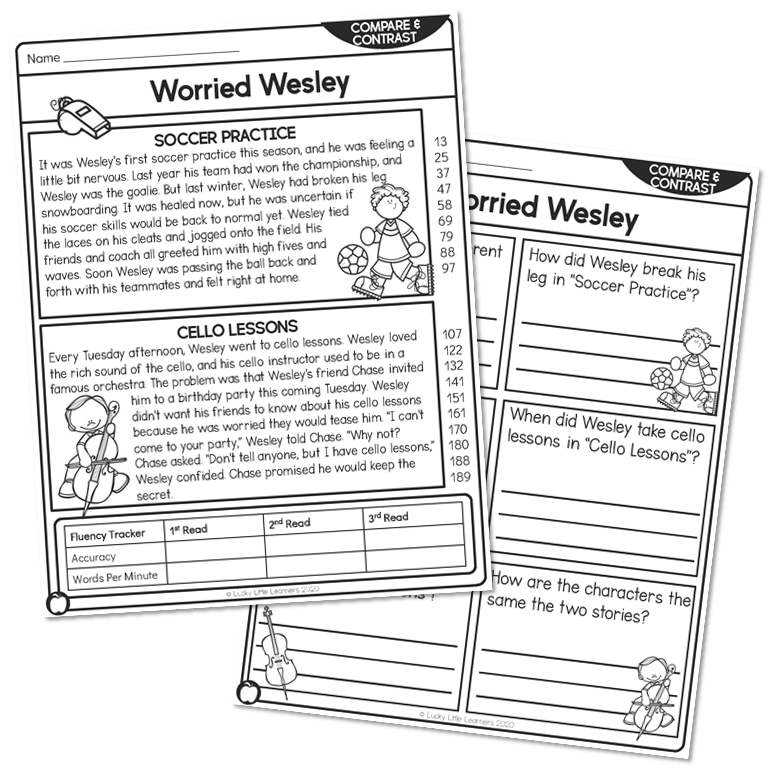 compare and contrast worksheet for 2nd grade