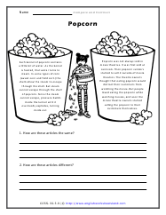 Compare and Contrast Key Details Worksheets