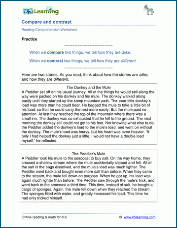 Comparing and contrasting worksheets for grade 4 | Worsheets library