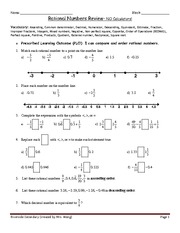 compare and order rational numbers worksheet answers