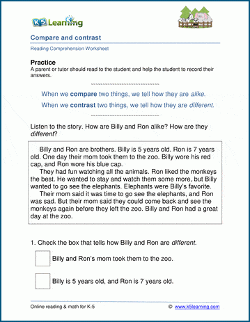Compare &  contrast worksheets | Worsheets library