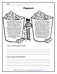 compare contrast worksheet