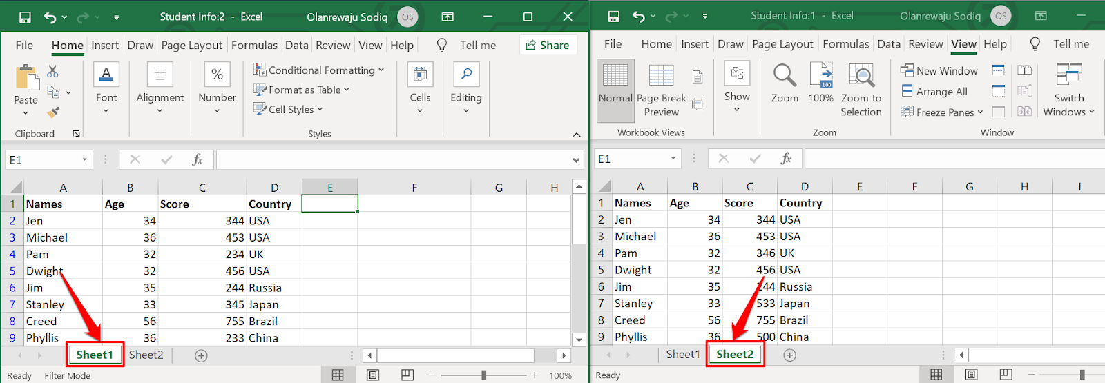 compare excel worksheet