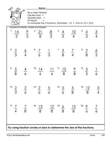 Compare-Fractions-Worksheet-6 Worksheets