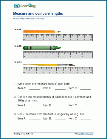 Measure and compare lengths worksheets | Worsheets library