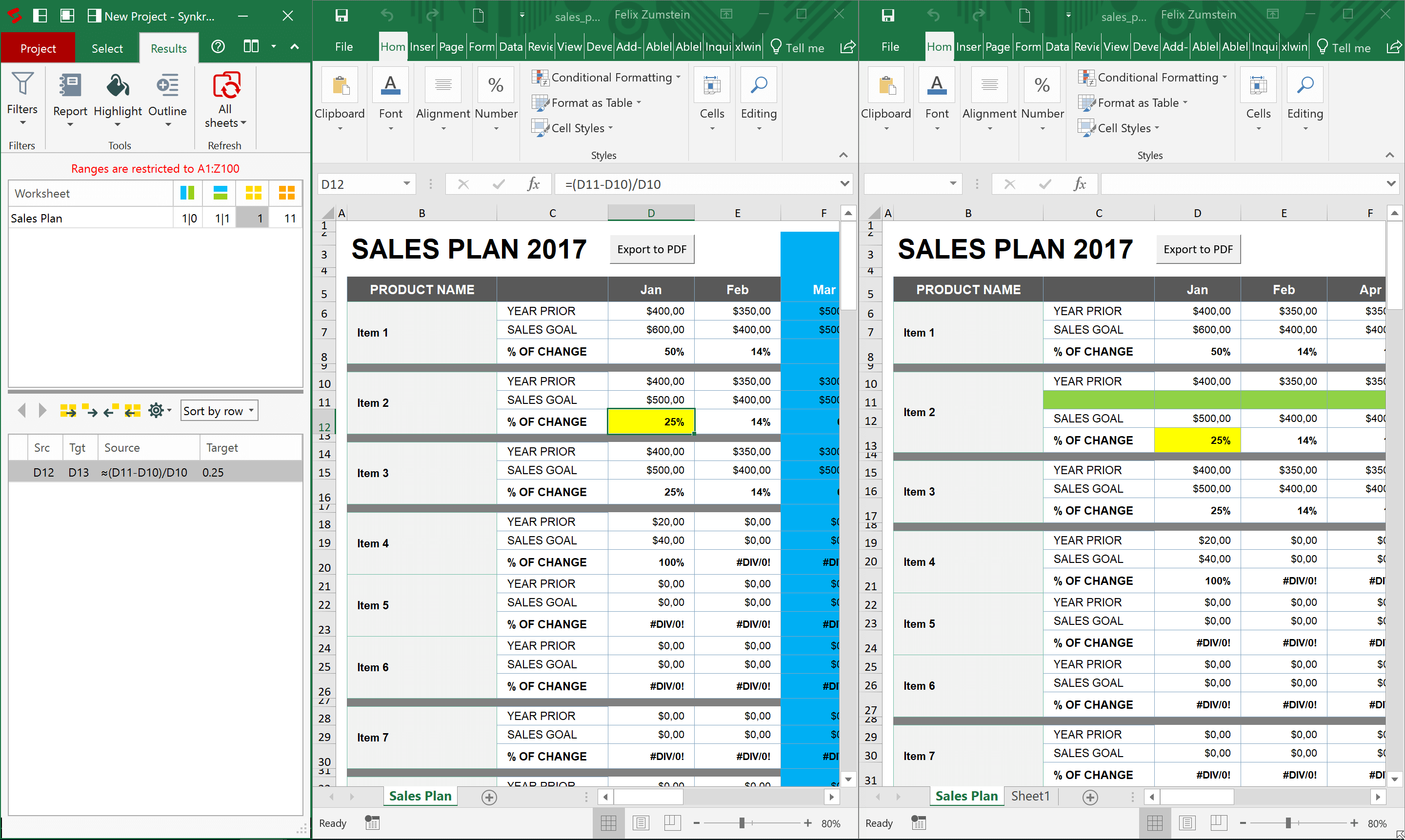 Download Spreadsheet Compare Tool to compare Excel files for