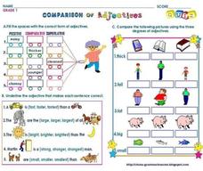 Comparison of Adjectives Worksheet for 2nd - 3rd Grade | Lesson Planet
