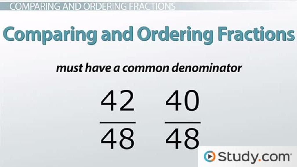 comparing and ordering fractions