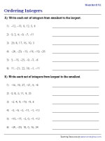 comparing and ordering integers worksheet pdf
