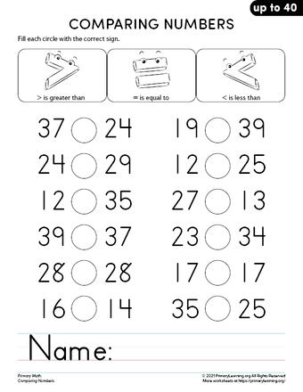 Comparing Numbers up to 40 - Part 1  