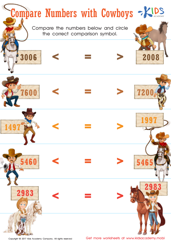 Comparing numbers worksheets for 3rd grade - PDF worksheets