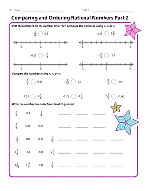 comparing and ordering rational numbers worksheet