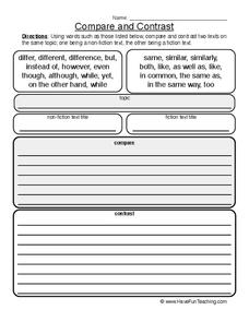 Compare and Contrast (3) Worksheet for 2nd - 5th Grade | Lesson Planet