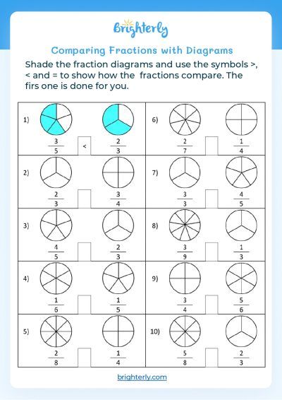 Free Comparing Fractions Worksheets - Comparison Fraction Worksheets