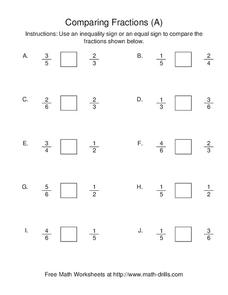 comparing fractions 3rd grade worksheet