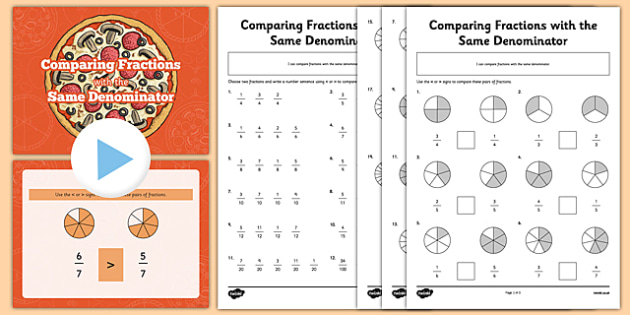 Comparing Fractions with the Same Denominator PowerPoint and ...