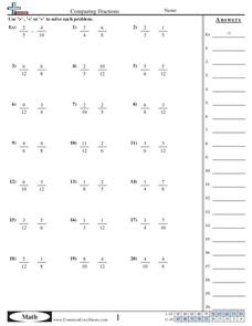 comparing fractions with different denominators worksheet