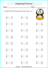 comparing fractions worksheet 2nd grade