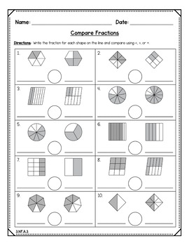 comparing fractions worksheet 3rd grade