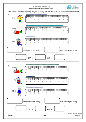 comparing length worksheet grade 2