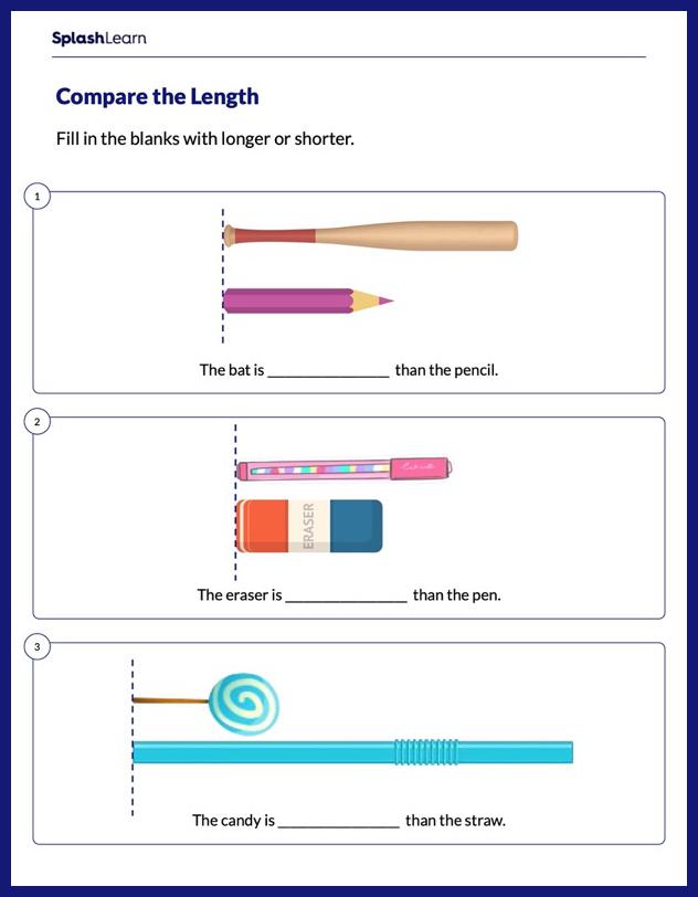 Comparing Length - Math Worksheets - SplashLearn