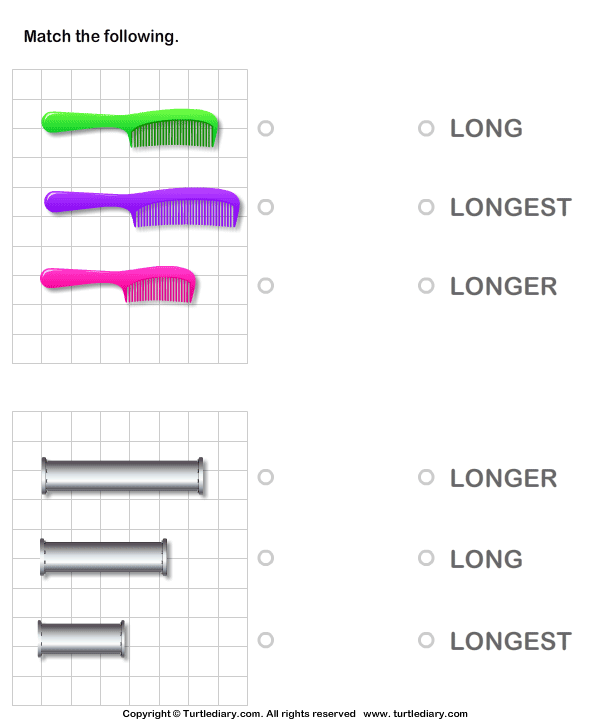 Compare the Lengths | Turtle Diary Worksheet