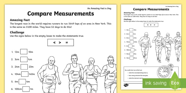 Comparing Measurements Worksheet / Worksheet (teacher made)