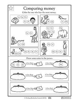 Who has more money? | 1st grade, 2nd grade Math Worksheet ...
