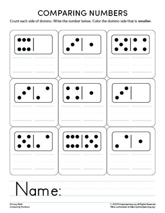 comparing numbers worksheet first grade