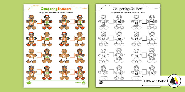 First Grade Gingerbread Comparing Numbers Activity - Twinkl